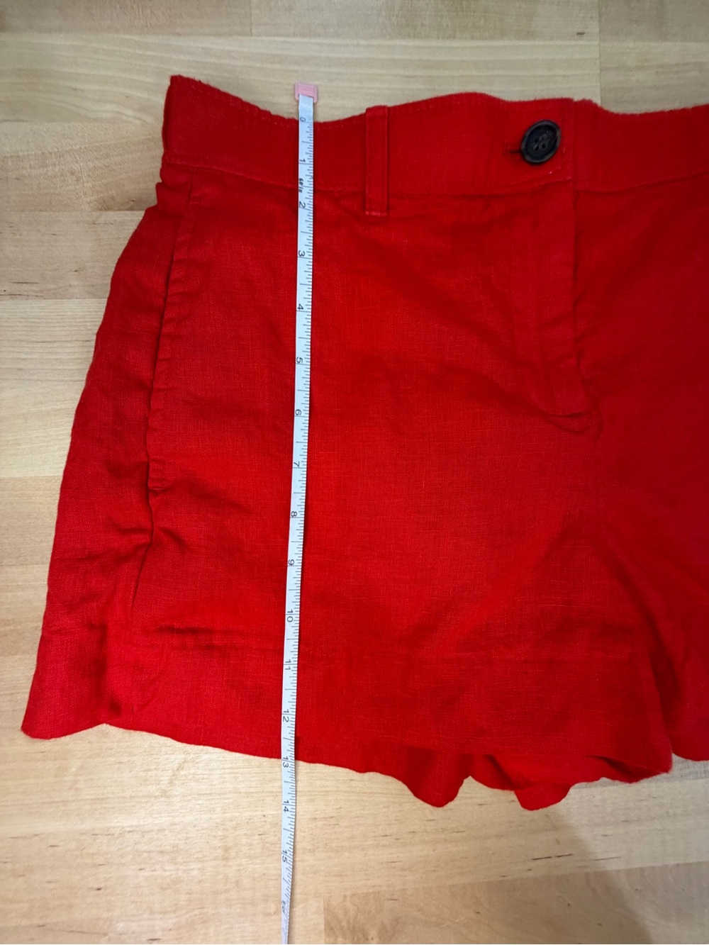 J. Crew Red Mid Rise 100% Linen Shorts - Picture 5 of 10